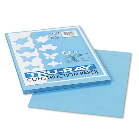 Pacon Tru-Ray Construction Paper, 76 lb Text Weight, 9 x 12, Sky Blue, PK50 103016